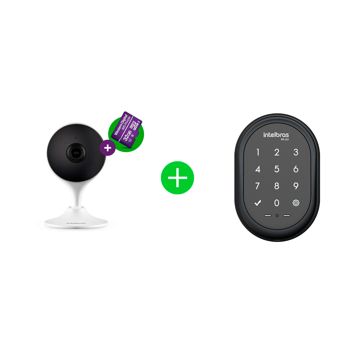 Kit Câmera Inteligente IM3 C com MicroSD 32GB + Fechadura Digital FR102
